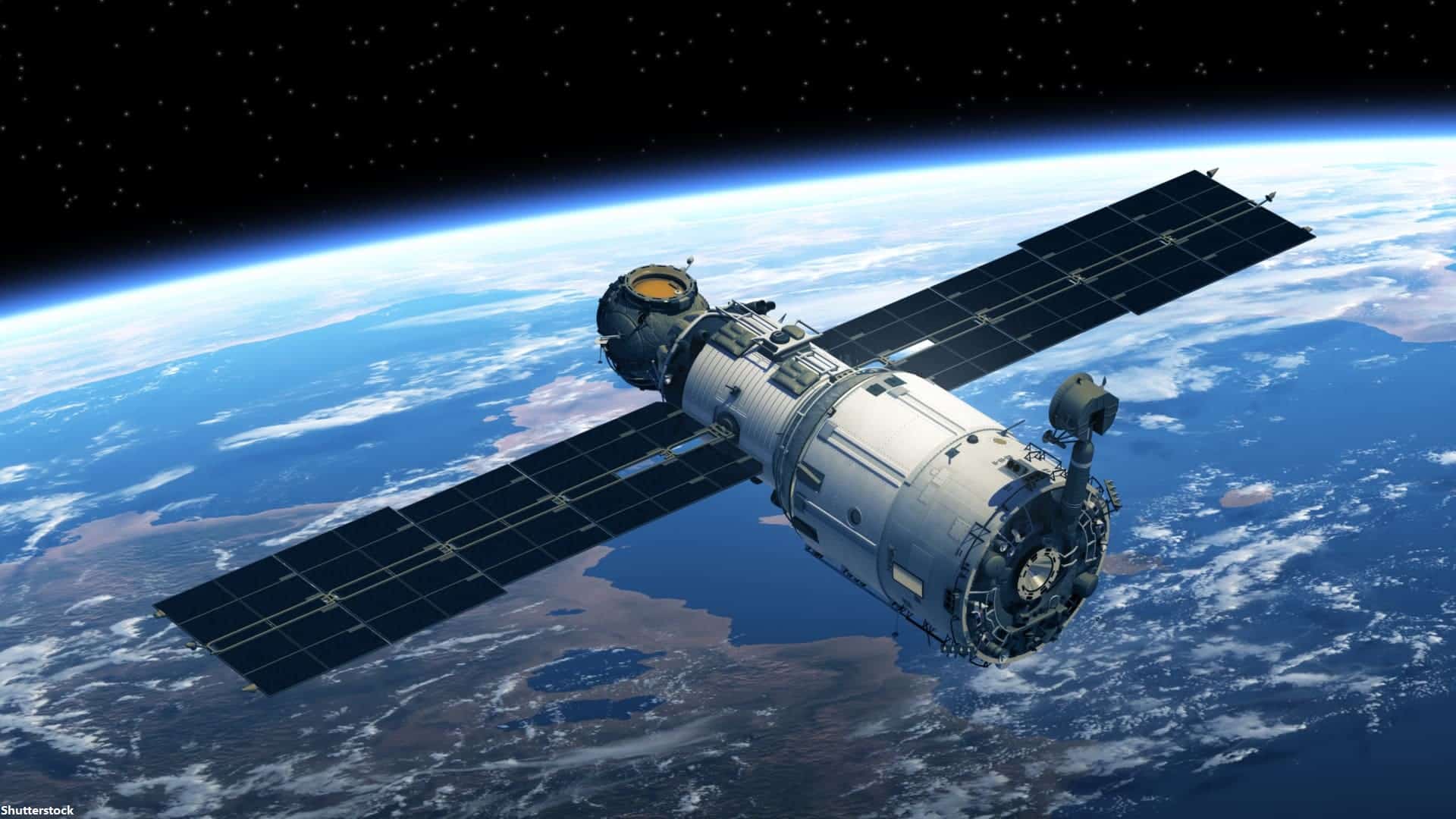 Satellite communications network above Earth